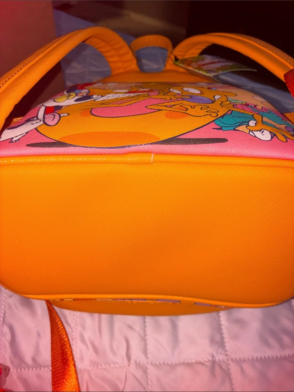 Loungefly Rugrats Multicolor Character Mini Backpack with Orange Trim